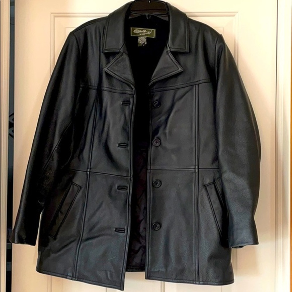 COPY - Black Eddie Bauer leather coat.